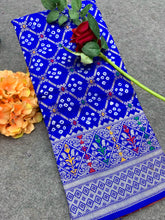 Flattering Bandhej Blue Color Silk Saree